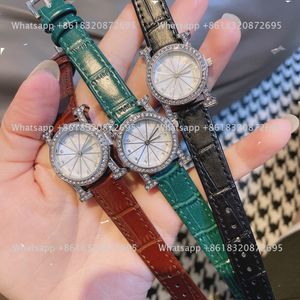 Brand Wrist Watches Women Ladies Girl Diamond Style With Luxury Logo Leather Strap Quartz Clock HE12