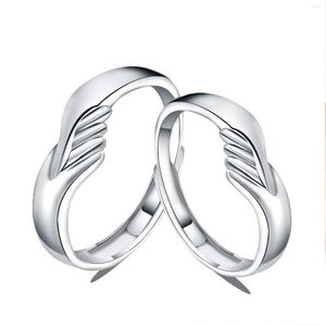 Cluster Rings Anello Fede Argento 925 Uomo Donna Retro Trendy Roman Style Clasped Hands Shaped Mini Sterling Silver Couple Gimmel
