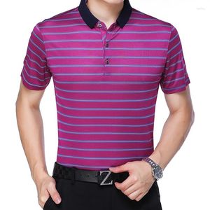 Camisetas masculinas Vermolor de amoreira vermelha de seda curta Camiseta de camiseta curta camisa de meia-idade gelo lapele half-leeved pólo