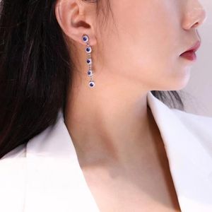 Studörhängen blå fyrkantig örhänge för kvinnor fina smycken 925sterling silver enkel stil