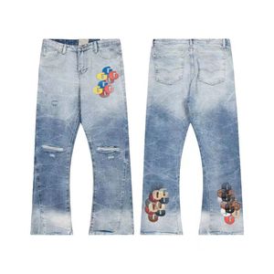 designer jeans designer byxor rippade jeans män grundläggande jeans för män kvinnor mode retro street bär lös casual bootcut jeans mens byxor byxor blå m -2xl