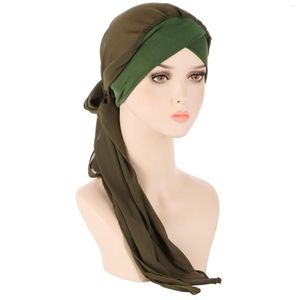 Ethnische Kleidung Frauen lässig Solid Head Hut Cap Kopfbedeckung Muslim Turban Slouchy Profil für Männer Papa Hüte unter 10