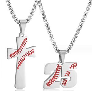 Titanium Sporttillbehör ungdomssportnummer Cross Catcher's Masks Emameled Grip Cross Hollow Stitches Necklace Strikeout K Baseball Necklace Momma