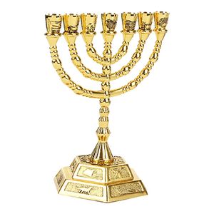 Objetos decorativos Figuras Golden JE Candelas Religiões Candelabra Hanukkah Candlesticks 7 Branch L 230818