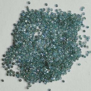 Loose Gemstones Sale 5Pcs/Lot 0.7 To 2.9mm Small Round Shape Created Deep Blue Green Color Moissanite Stone Gems For Jewelry Pass The Test