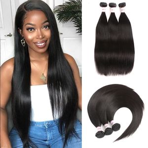 Human Hair Bundles Straight Hair Bundles Brazilian Hair Weave 3 4 Bundles 30 32 34 Inch Remy Hair Extensions Human Hair