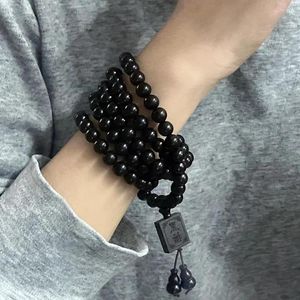 Strand Natural Black Sandalwood Buddhist Breads Bracelet para homens e mulheres orando na pulseira sândalo/oração