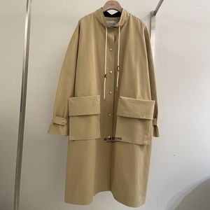 Womek Trench Coats Superaen 2023 Autumn Korean Loose Loss Selfring Single Breasting Długi płaszcz wiatrówki dla kobiet