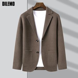 Mens Jackets Top Autum Autum Brand Fashion Slim Fit Knit Blazer Cardigan Sweater Casual Coats Jacket Roupos 230818