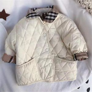 Kids Cotton Coat Toddler Baby Boys Girl Outwear Two-Sided Fashion Winter Jacket New Plaid Childrens Clothes