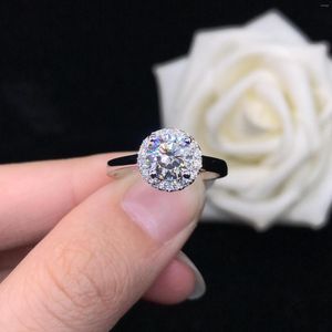 Cluster Rings Test Positive 1Ct 6.5mm D Color VVS1 Moissanite Engagement Ring AU750 18K White Gold Anniversary Diamond Female Jewelry