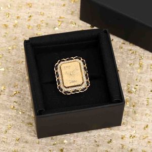 2023 Luxury quality charm punk band ring with black genuine leather in 18k gold plated words design have box stamp PS7502B
