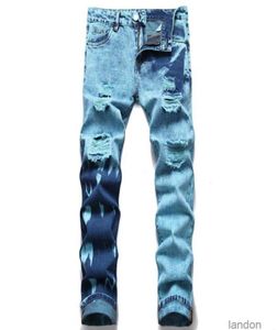 Men039S Jeans Factory High Street Strong Stretchy nödställda knä rippade denim byxor mager staplat mode casual2709461