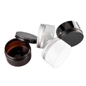 Wide Mouth Bottle Cream Containers Aluminum Lid White Black Clear Brown Plastic Cosmetic Body Scrub Jar 89Dia. 7oz 8oz 150ml 200ml 250ml Empty Hair Mask Pots