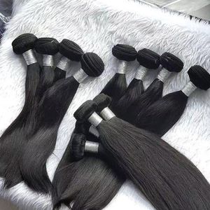 Ben raka buntar 100% obearbetade mänskliga hårbuntar Virgin Hair12a Grade 3 Bunds Remy Hair Double Weft Extensions