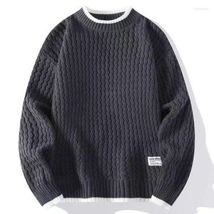 Suéteres masculinos rumos de pescoço de pescoço outono e inverno preguiçosos ventos malhados camisa de fundo de fundo tendência adolescente de duas peças falsas