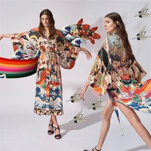 Roupa de banho DUISNENA colorido casual robe maiô cardigan suntan camisa sexy roupa de banho biquíni cobrir praia blusa quimono Kaftan