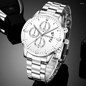 Orologi da polso 2023 Mans Watchs for Men Luxury Silver inossidabile in acciaio inossidabile da polso Calendario Business RELOJ HOMBRE