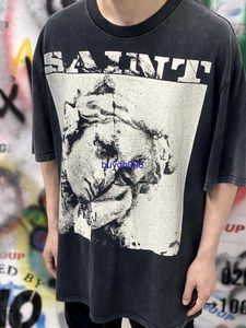 Jixn Men's T-shirts Saint Michael Cho Venus Tears High Street gjorde Old Wash Vintage Kort ärm T-shirt Summer