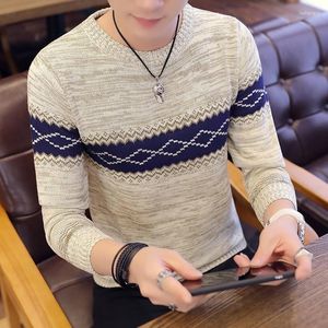 Camiscedores masculinos Coreia cinza e pullovers homens Manga comprida Sweater de malha