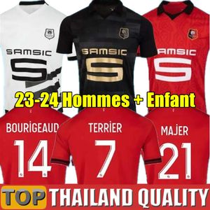 23 24 Stade Rennais Soccer Jerseys Home Rennes Maillot de Foot 2023 2024 SULMANA Bourigeaud Terrier Doku Laborde Santamaria Men Kit Kit Football