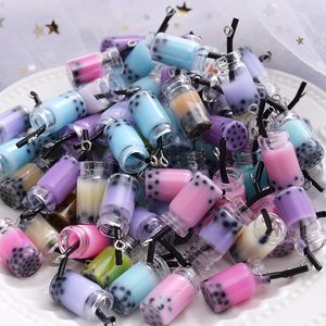 Milk Tea Drink Charms Pendants Miniature Pearl Cup Embellishments Imitation Resin Boba Bubble Tea Faux Glass Bottle for DIY Jewelry Keychain Earrings Craft 1223853