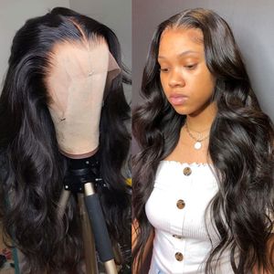 32 polegadas de onda corporal peruca de glueless 220%densidade 13x4 HD Wigs frontal de renda peruna Cabelo