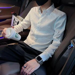 Men's Casual Shirts Business Turn-down Collar Sven Capable Temperament Clothing Handsome Button Printing Man Loose Office Lady Formal