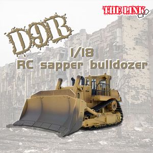 Elektrikli RC Araç Ürünü Delin D9R Çöl Sarı Mühendis Buldozer 1 18 Çok Fonksiyonlu Uzaktan Kumanda Mühendislik Araba Çocukları Sweety 230818