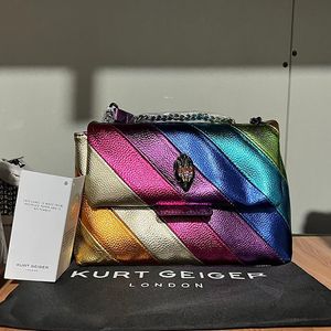 Kurt Geiger wielokolorowe patchwork crossbody dla kobiet projektantki marki trend mody torebki torebki na ramię