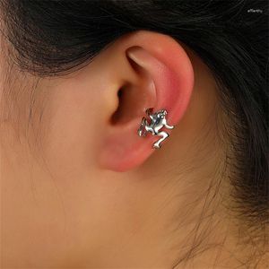 Rücken Ohrringe Einfache silberne Farbe Grün Frosch Ohrmanschette Clip für Frauen Mädchen Model Tier No Piercing Ohrring Gothic Jewelry Geschenke