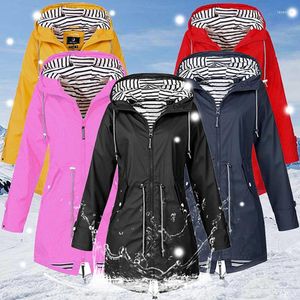 Women's Trench Coats Women Jacket Coat Windproof Waterproof Transition Hooded Outdoor Hiking Clothes Outerwear Lightweight Raincoat