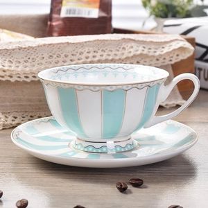 Mugs NOOLIM 200ml Europe Rainbow Bone China Coffee Cup Saucer Set Creative Ceramic Advanced Porcelain Valentine Tea 230818