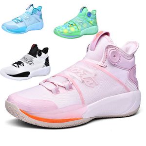 Womens Mens Basketball Shoes High Top Youth Professional Sports Trainers Couple Casual Sneakers Pink Green Blue White