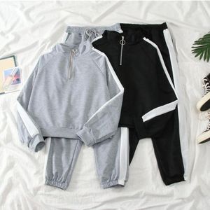 Kvinnors tvåbitar byxor Kvinnor Sweatshirt Set Fall Clothing Stylish Tracksuit Loose Fit With Wide för