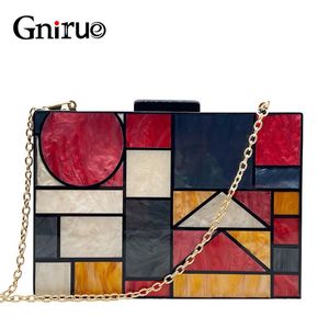 Taschen einzigartige Patchwork -Acryl -Abendbeutel Geometrische Handtaschen Clutches Party Abschlussbaus Geldhochbriefen kostenlos Versand Dropshipping