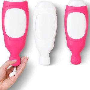 Dispensador de sabão líquido chuveiro montado na parede de silicone para xampu e condicionador vermelho/branco