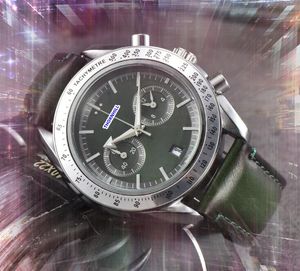 Arrow Pins Design Men Full Functional Borers Stopwatch Watches Japan Quartz Movement Chronograph Leather Rostless Steel Band Lumious Popluar Clock Watch Gifts
