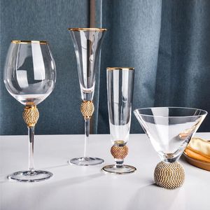 Kieliszki Wino 42PCS Kreatywny złoty kieliszek szklany czerwony ogon szampan whisky napój barowy impreza para para