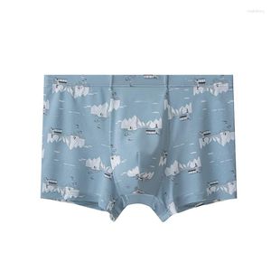 Underpants 2023 Summer Ice Silk Underwear Men Traceless Printing 3A Classe Antibatterici Pantaloni ad angolo piatto traspirante