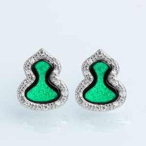 Dangle Ohrringe Burmesische Jade Gourd Emerald Gemstone Luxusgeschenke Schmuck 925 Silber Designer Frauen Natural Geschenkohrohrschstene Schwarz