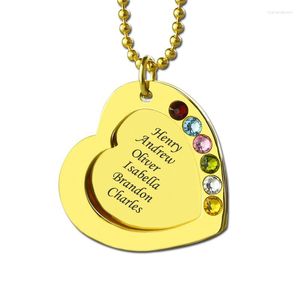 Pendant Necklaces Silver 925 Women Custom Name Engraved Necklace Birth Stone Family Heart Colar Gold Color Chain Gift To Mom