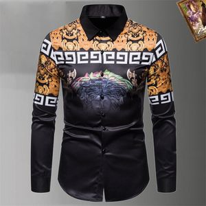 2023 Camisa de vestido de grife de luxo Associação de moda masculina Open Men Solid Business Casual Letra Casual Manga Longa M-XXXL#027