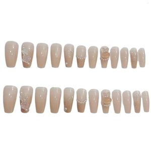 False Nails Gentle Color Ballerina Press-on Nail Nude Reusable Artificial With Glitters For Daily Lives Everyday Use