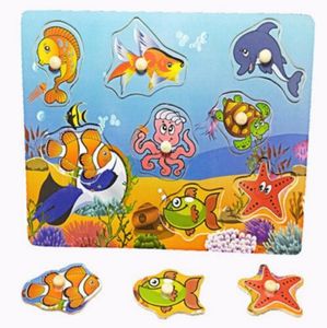 Animal Toy 3D Puzzle Montessori Toy Casse Tete TROE PUZLE Brädor Tecknad djur pussel spelleksaker för baby tidig lärande leksaker holzpuzzle julstam