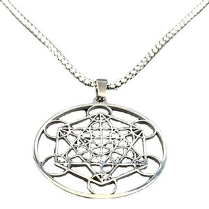 Mens Womens Pendant Necklace Stainless Steel Geometric Cutout Chain Amulet Jewelry gift