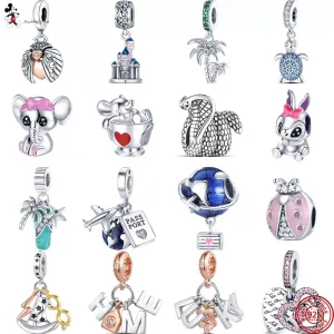 925 Silver Fit Pandora Charm 925 Bracelet Castle Mouse Elephant Airplane Home Lucky charms For pandora charm 925 silver beads charms