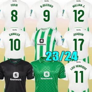 23 24 Real Betis Soccer Jerseys Copa DEL Rey FINAL Loin JOAQUIN B.Iglesias Camiseta De Futbol Juanmi ESTADIO QUATRIÈME Troisième 2023 Spécial Enfants Gardien Manga Corta YE