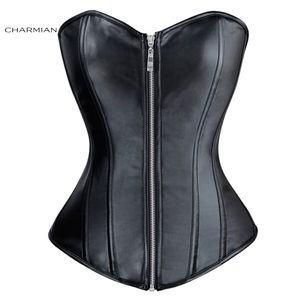 Секрет для талии шейпер Charmian PU кожаный корсет -молния на фронт женского стимпанка Сексуальная плюс плюс размер без бретелек.