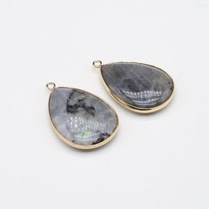 Charms 25x35mm Teardrop Pendant Natural Stone Flash Labradorite för smycken tillverkningar Diy Women Necklace örhängen